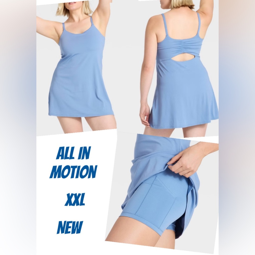NWT All In Motion Knit Ruched Active Dress - Slate Blue